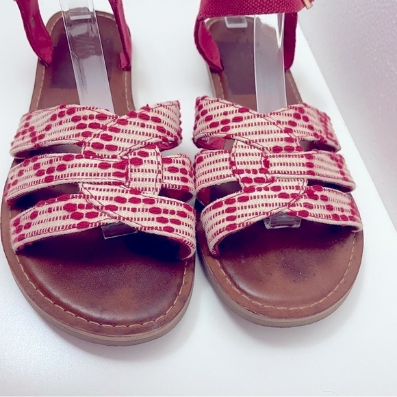 Toms Zoe Flat Sandals | Red White | Size 8.5 - Picture 7 of 7